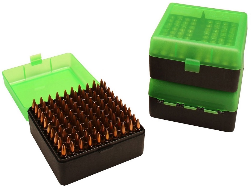 MTM RM100 Ammo Box CLEAR GREEN / BLACK content 100